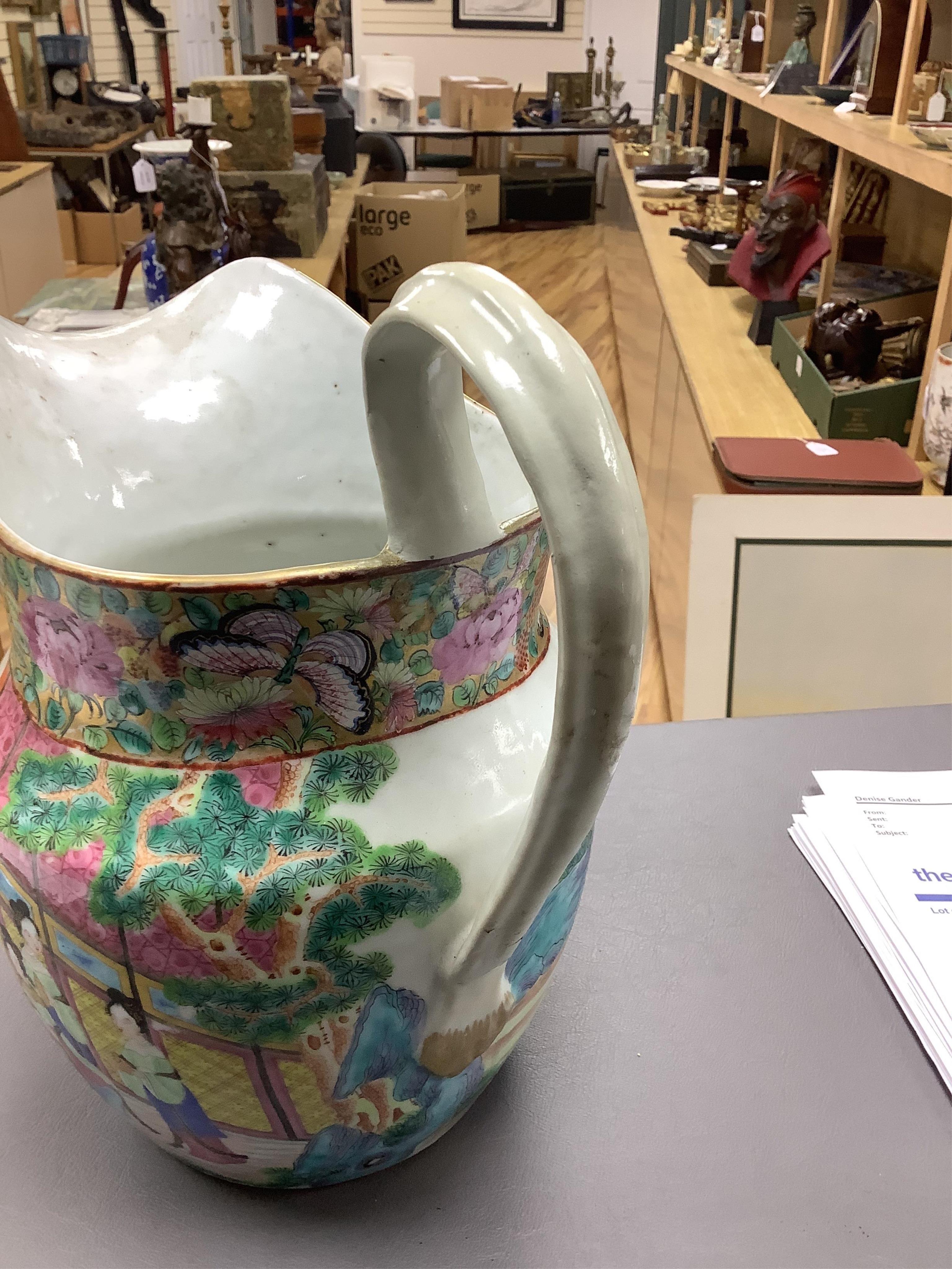 A Chinese famille rose jug, c.1830, 27cm